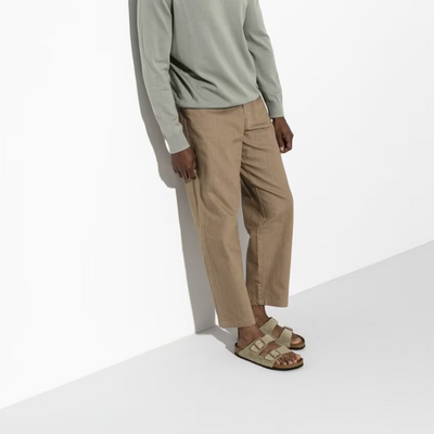 Arizona | Cuir Velours Taupe – Sandales Décontractées à Lit de Pied Anatomique Souple