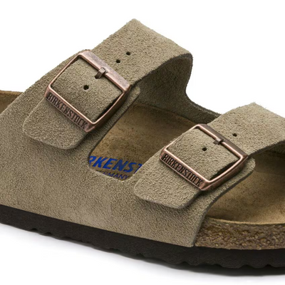 Arizona | Cuir Velours Taupe – Sandales Décontractées à Lit de Pied Anatomique Souple