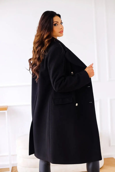 AURELIA – Manteau long en laine à double boutonnage, élégant et intemporel
