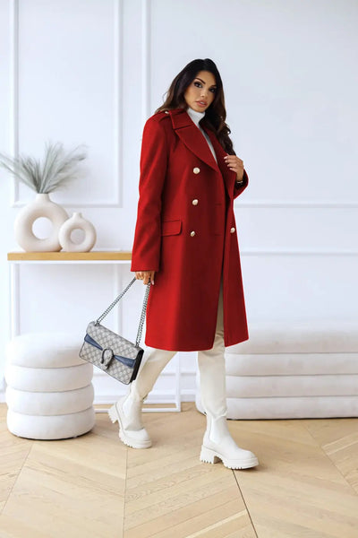 AURELIA – Manteau long en laine à double boutonnage, élégant et intemporel
