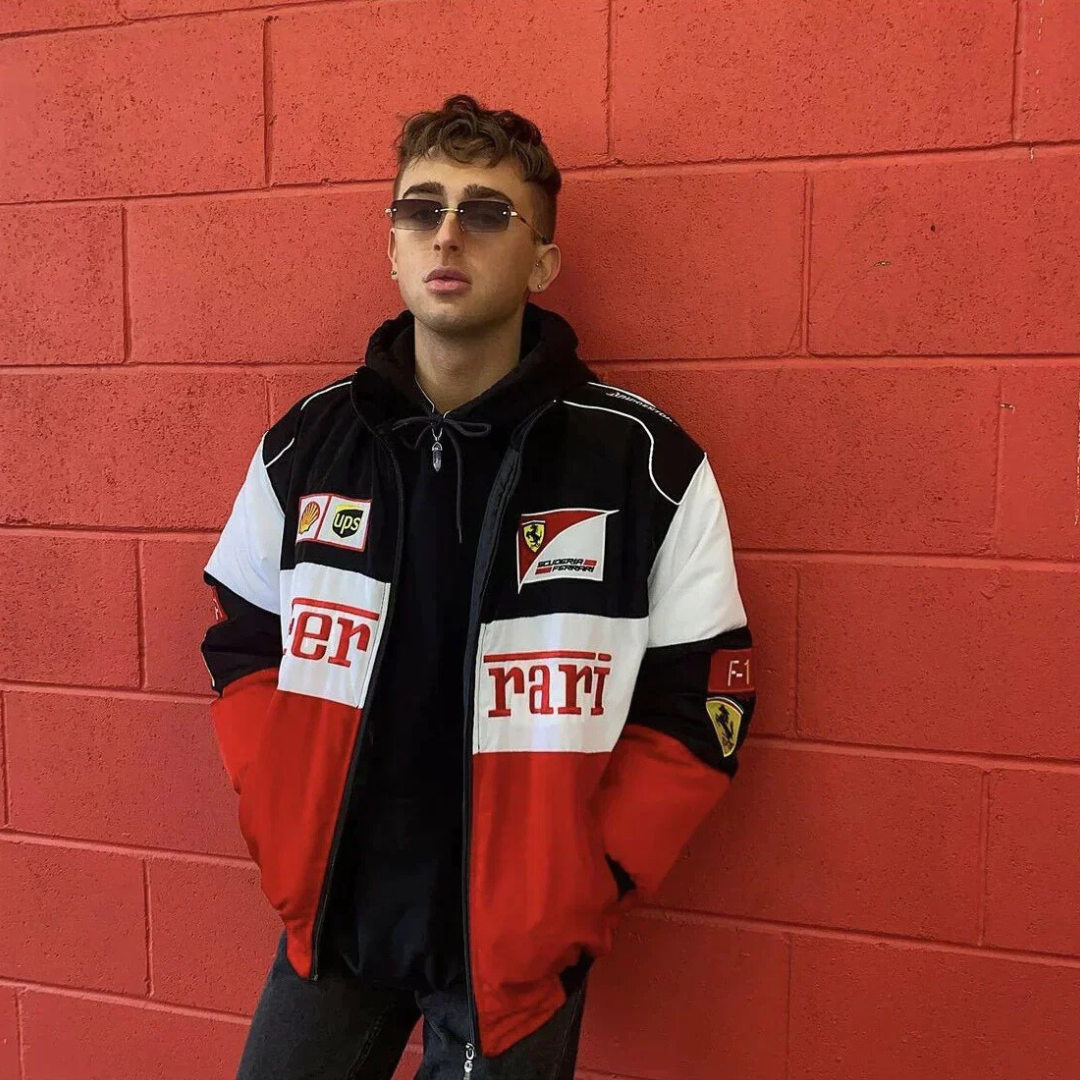 Veste de Course Ferrari Vintage Unisexe – Style Rétro F1