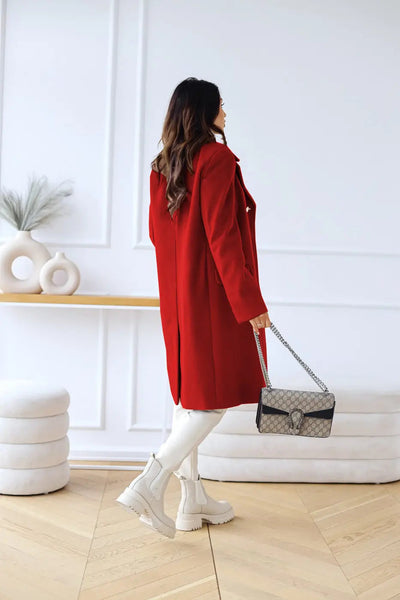 AURELIA – Manteau long en laine à double boutonnage, élégant et intemporel