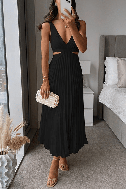 Bonafita Kacey Robe Plissée – Élégance intemporelle avec Découpes Stylisées