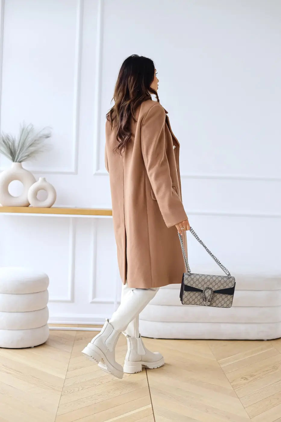 AURELIA – Manteau long en laine à double boutonnage, élégant et intemporel
