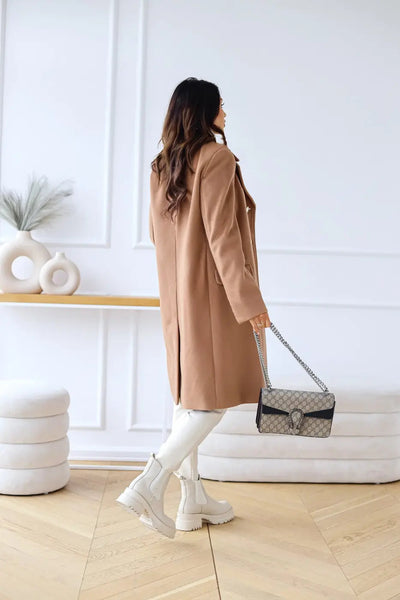 AURELIA – Manteau long en laine à double boutonnage, élégant et intemporel