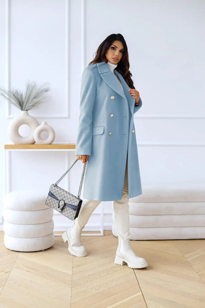 AURELIA – Manteau long en laine à double boutonnage, élégant et intemporel