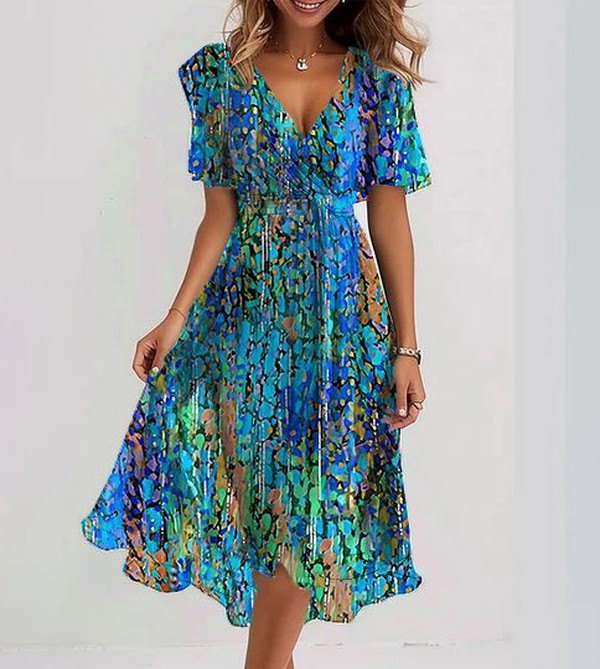 Robe Midi BONDI Blue – Élégance intemporelle et confort au quotidien