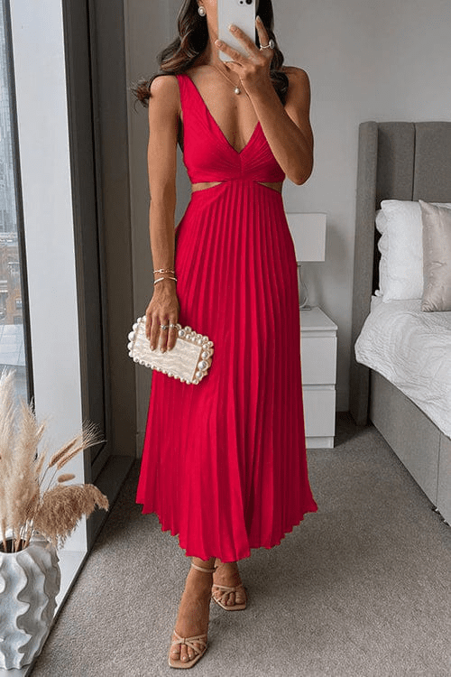 Bonafita Kacey Robe Plissée – Élégance intemporelle avec Découpes Stylisées