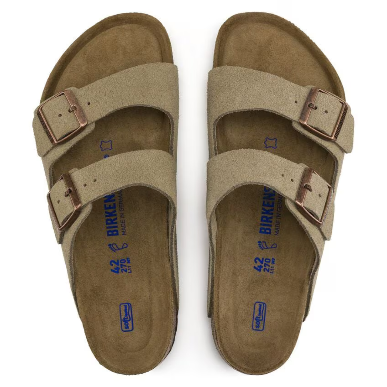 Arizona | Cuir Velours Taupe – Sandales Décontractées à Lit de Pied Anatomique Souple
