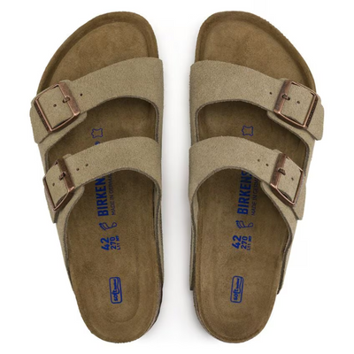 Arizona | Cuir Velours Taupe – Sandales Décontractées à Lit de Pied Anatomique Souple
