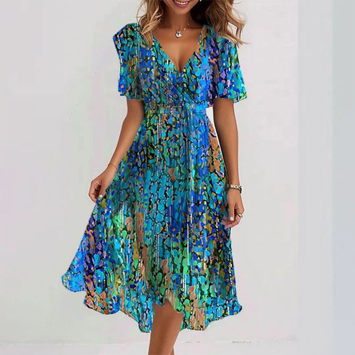 Robe Midi BONDI Blue – Élégance intemporelle et confort au quotidien
