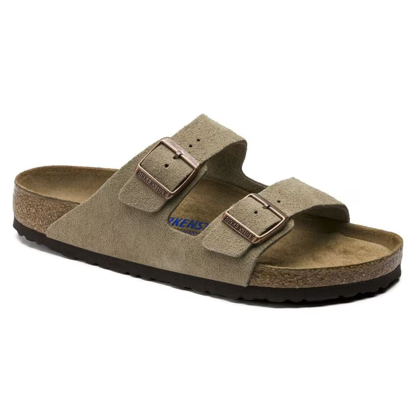 Arizona | Cuir Velours Taupe – Sandales Décontractées à Lit de Pied Anatomique Souple