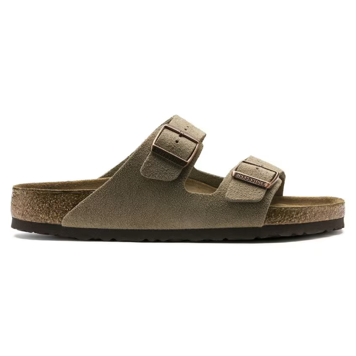 Arizona | Cuir Velours Taupe – Sandales Décontractées à Lit de Pied Anatomique Souple