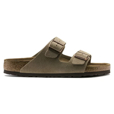 Arizona | Cuir Velours Taupe – Sandales Décontractées à Lit de Pied Anatomique Souple