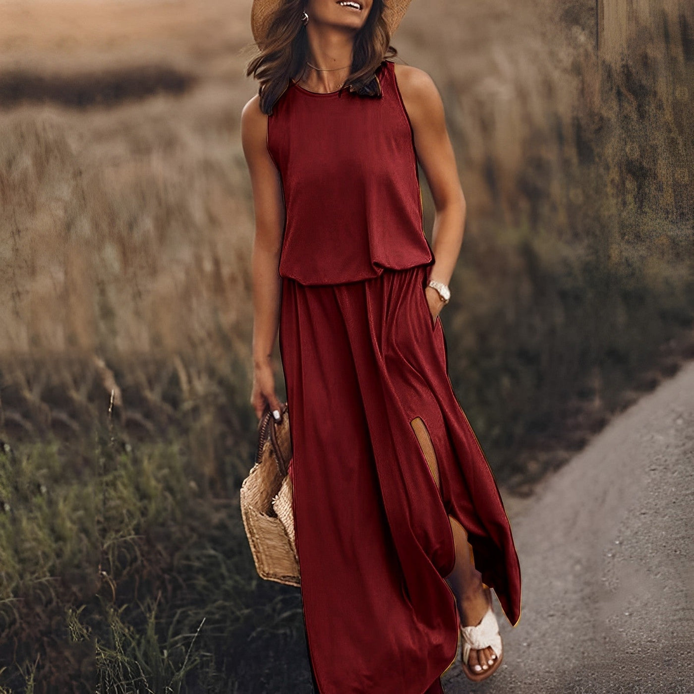 Robe Maxi Jonna – Élégance rétro sans manches, confortable et tendance