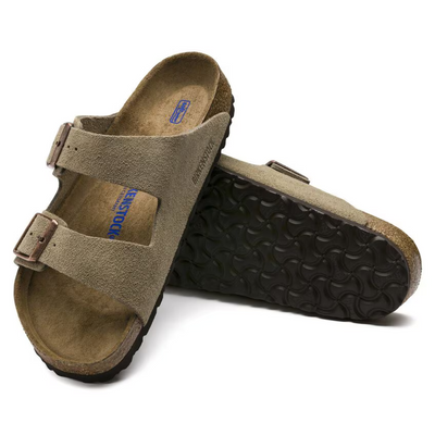 Arizona | Cuir Velours Taupe – Sandales Décontractées à Lit de Pied Anatomique Souple