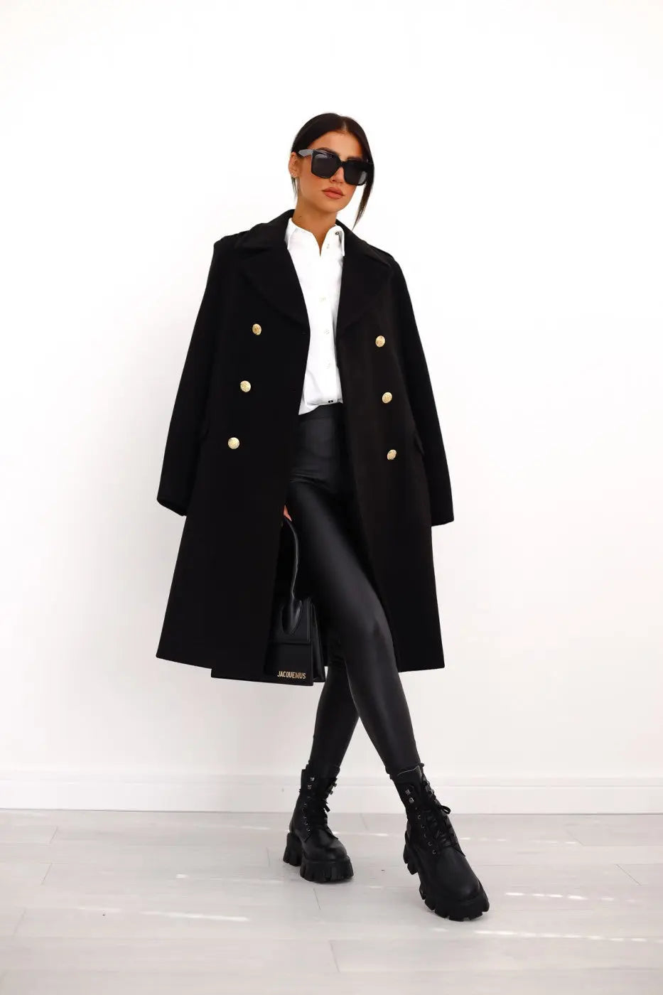 AURELIA – Manteau long en laine à double boutonnage, élégant et intemporel