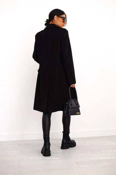 AURELIA – Manteau long en laine à double boutonnage, élégant et intemporel