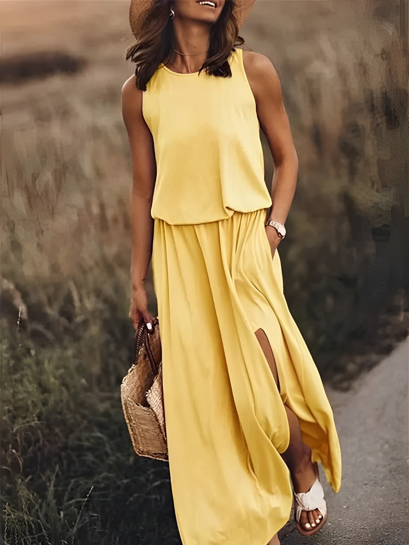 Robe Maxi Jonna – Élégance rétro sans manches, confortable et tendance