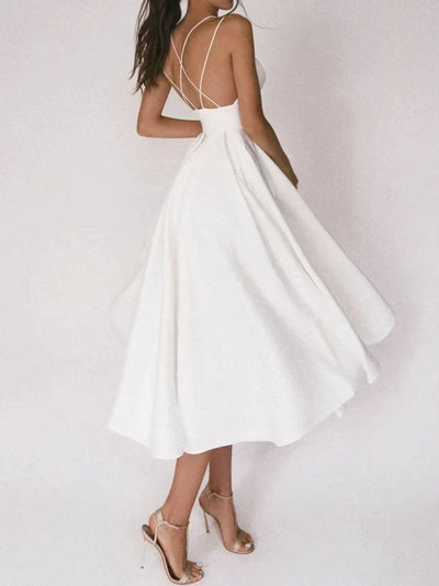 Robe Midi Mandy – Élégance et Confort avec Dos Nu et Décolleté en V