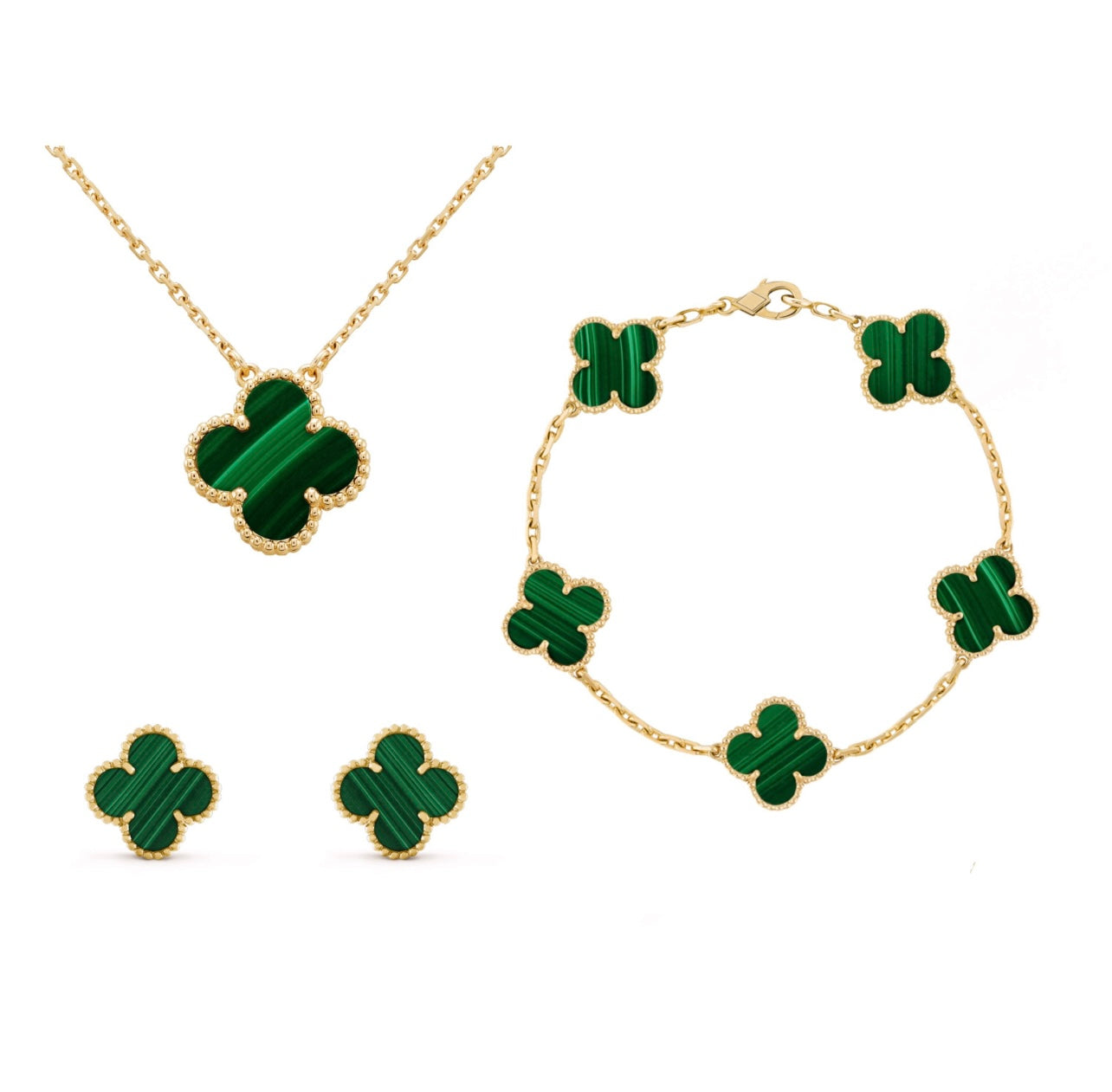 Set de Bijoux Frida Clover – Élégance intemporelle avec collier, bracelet et boucles d'oreilles