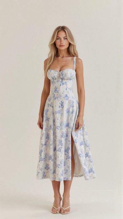 Kiana Robe Midi Corset – Silhouette élégante et coupe fluide pour toutes occasions
