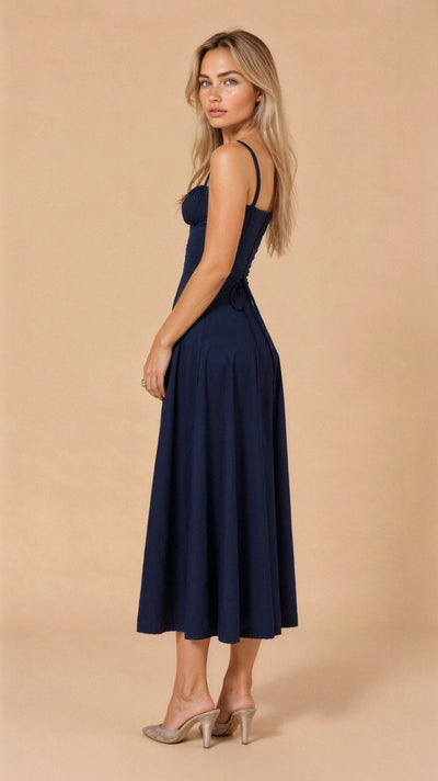 Kiana Robe Midi Corset – Silhouette élégante et coupe fluide pour toutes occasions