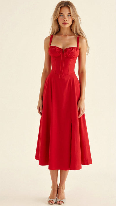 Kiana Robe Midi Corset – Silhouette élégante et coupe fluide pour toutes occasions