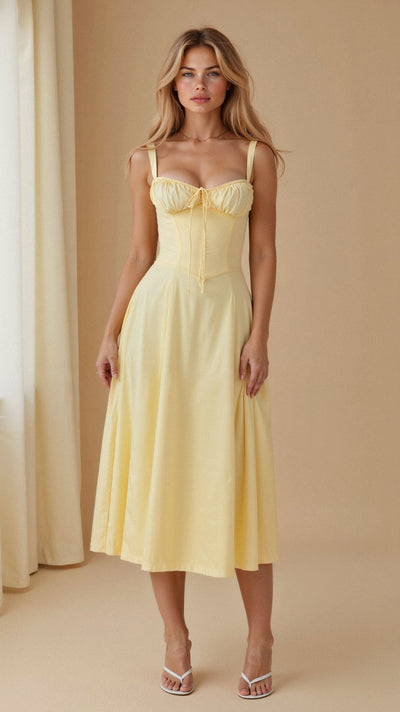 Kiana Robe Midi Corset – Silhouette élégante et coupe fluide pour toutes occasions