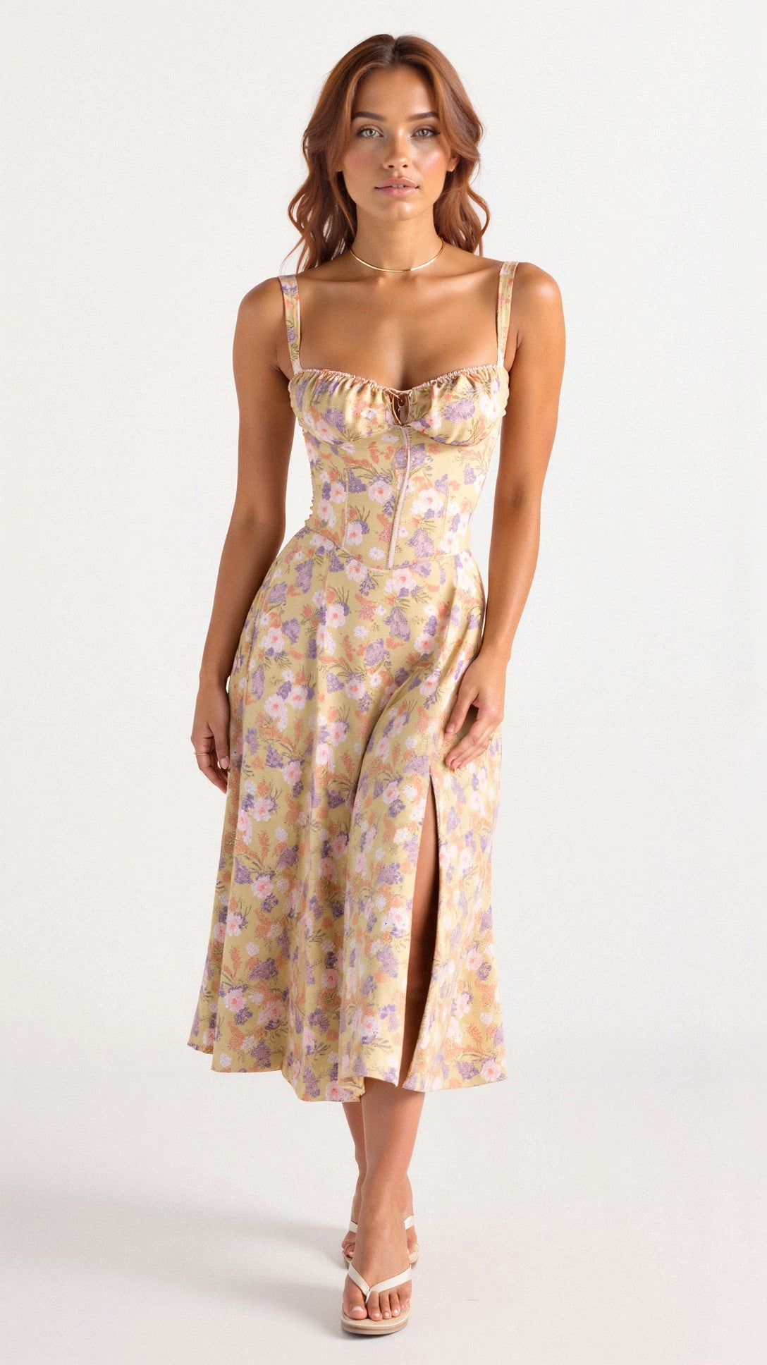 Kiana Robe Midi Corset – Silhouette élégante et coupe fluide pour toutes occasions